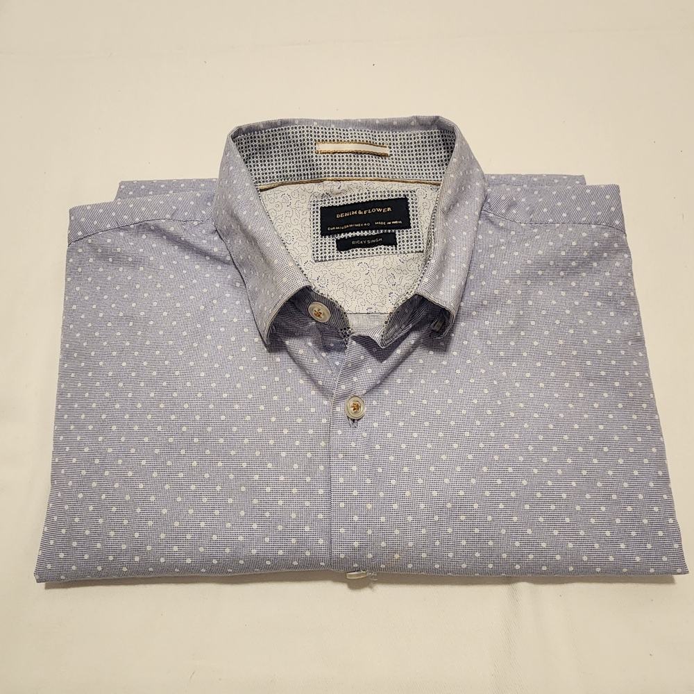 Denim & Flower Light Blue Polka Dot Shirt